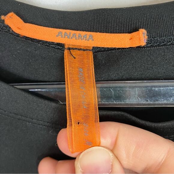 Anama | Black Draped Sleeve Top Gold Beaded Polyester Fancy Womens Medium - Picture 3 of 6